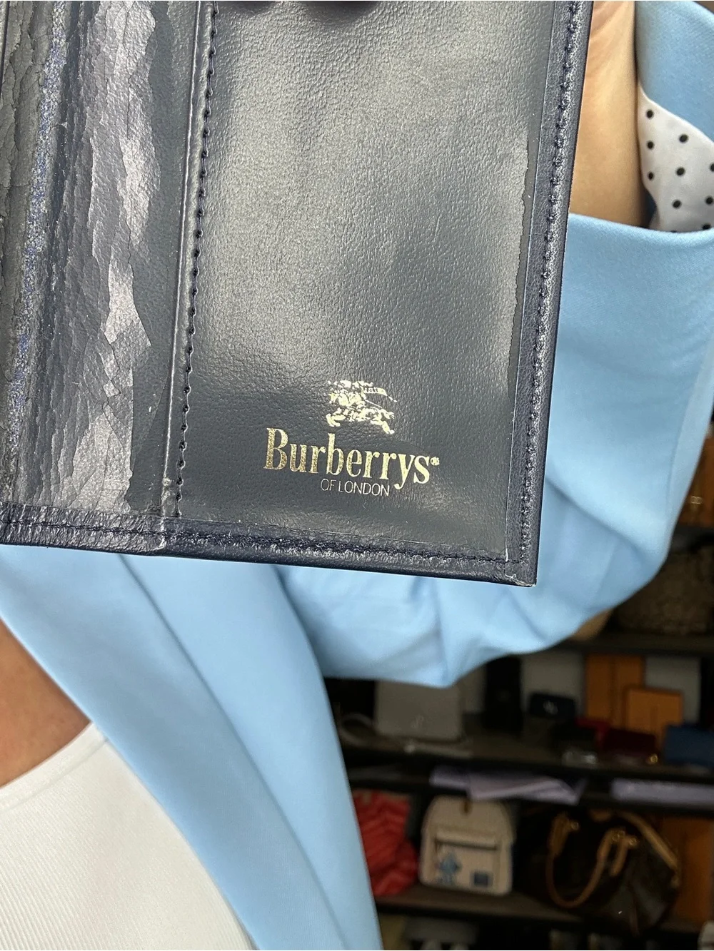Vintage Burberrys of London Nova Check Bifold Wallet Black Leather Classic